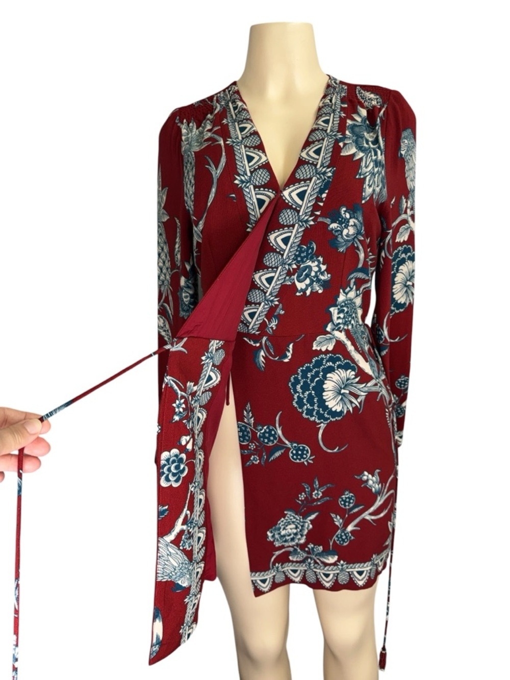 Farm rio .Tropical Landing Red Wrap Mini Dress - Picture 6 of 16